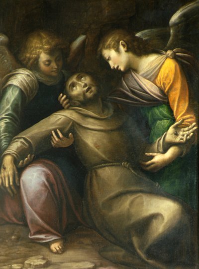 Saint Francis Comforted by Two Angels by Orsola Maddalena Caccia